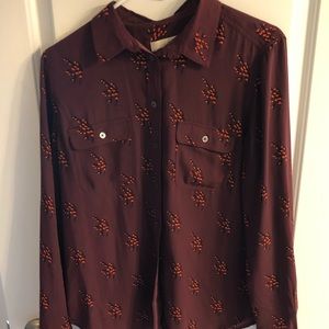 LOFT maroon floral print blouse